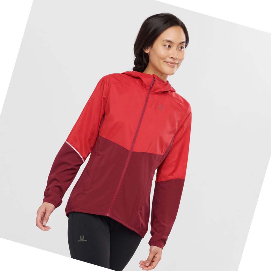 Salomon AGILE WIND WINDBREAKERS Kadın Ceket Kırmızı | TR 2460FDN